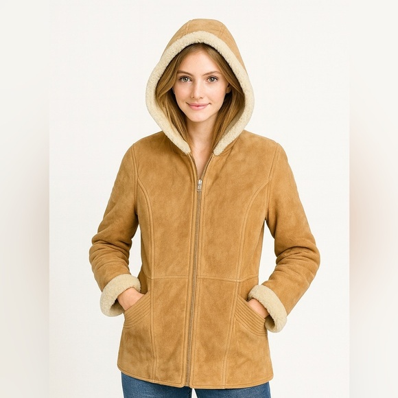 Winlit vintage reversible Penny Lane suede and faux fur jacket size small hooded - Picture 1 of 13